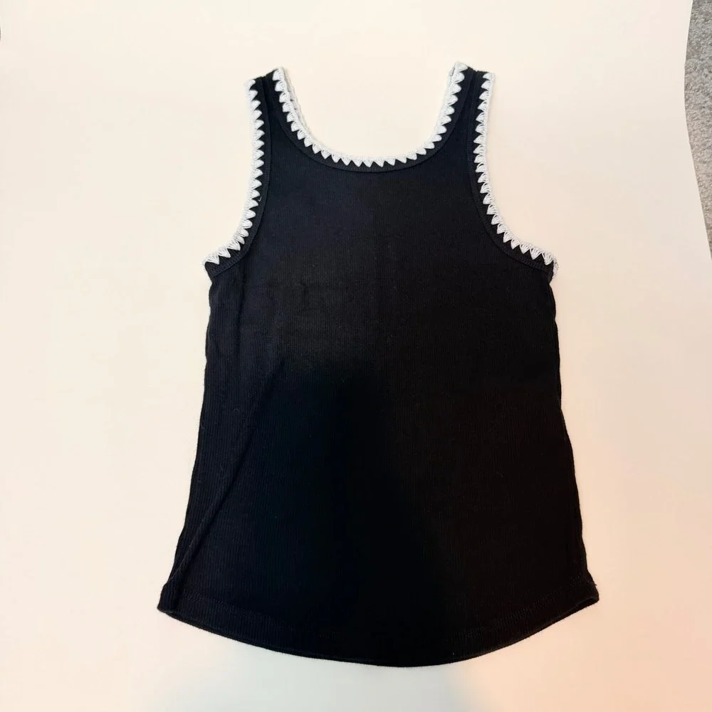 Abercrombie Kids Girls 7/8 Ribbed Crochet Trim Tank and Linen Blend Shorts Set